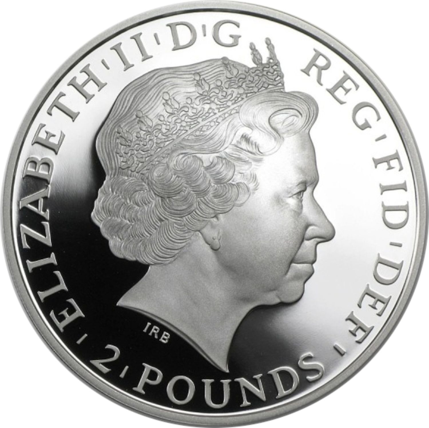 2 Pounds - Elizabeth II 4th portrait; 1 oz Fine Silver, Mule