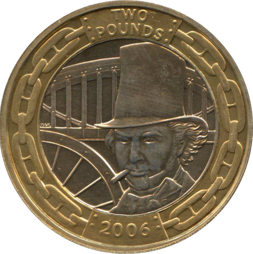 2 Pounds - Elizabeth II 4th portrait; Isambard K. Brunel reverse
