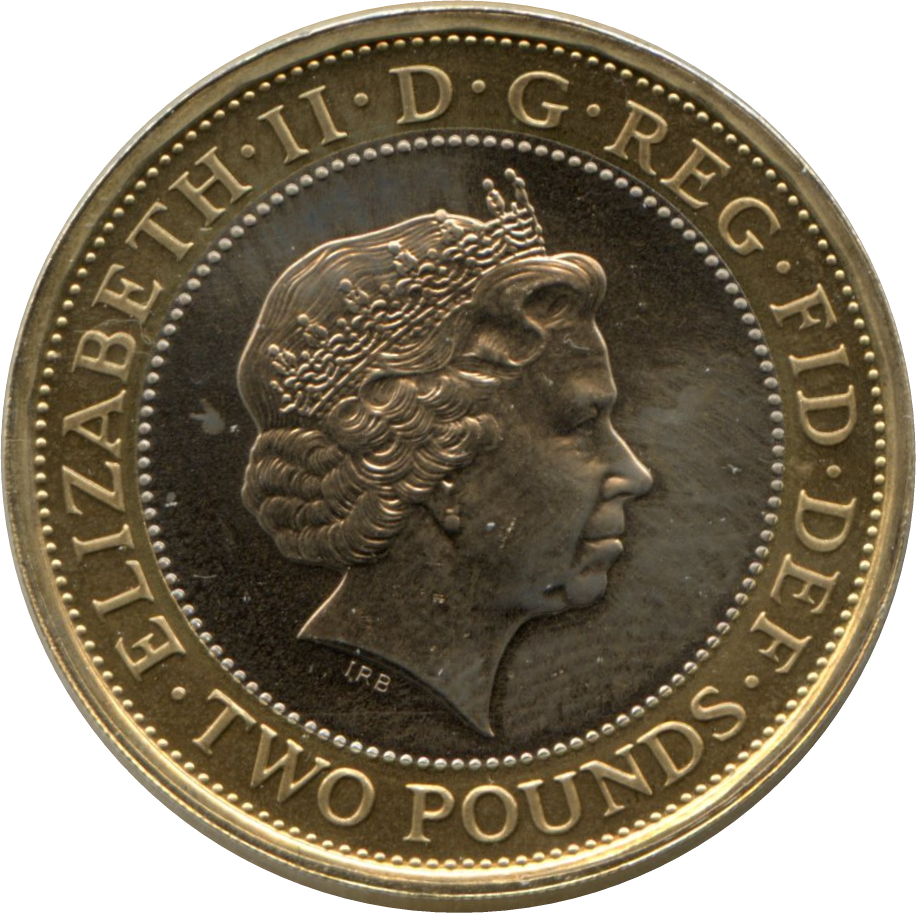 2 Pounds - Elizabeth II 4th portrait; King James Bible obverse