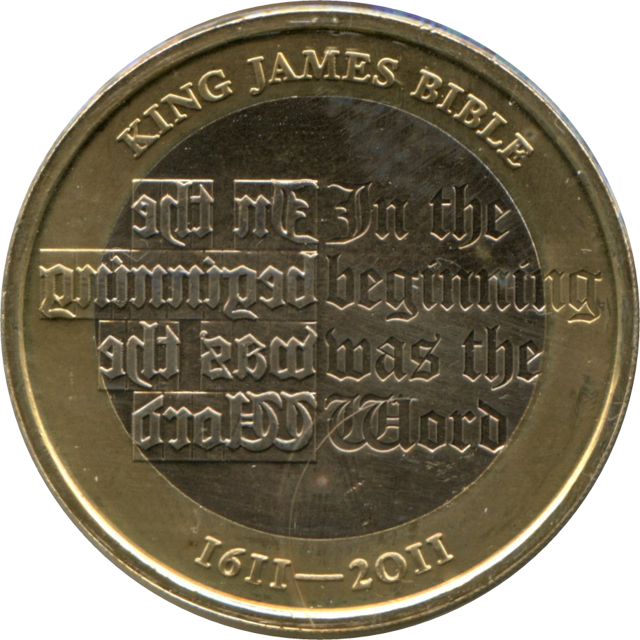 2 Pounds - Elizabeth II 4th portrait; King James Bible