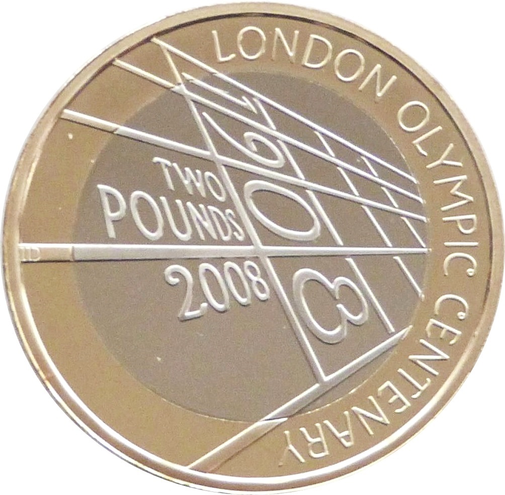 2 Pounds - Elizabeth II 4th portrait; London Olympic Centenary