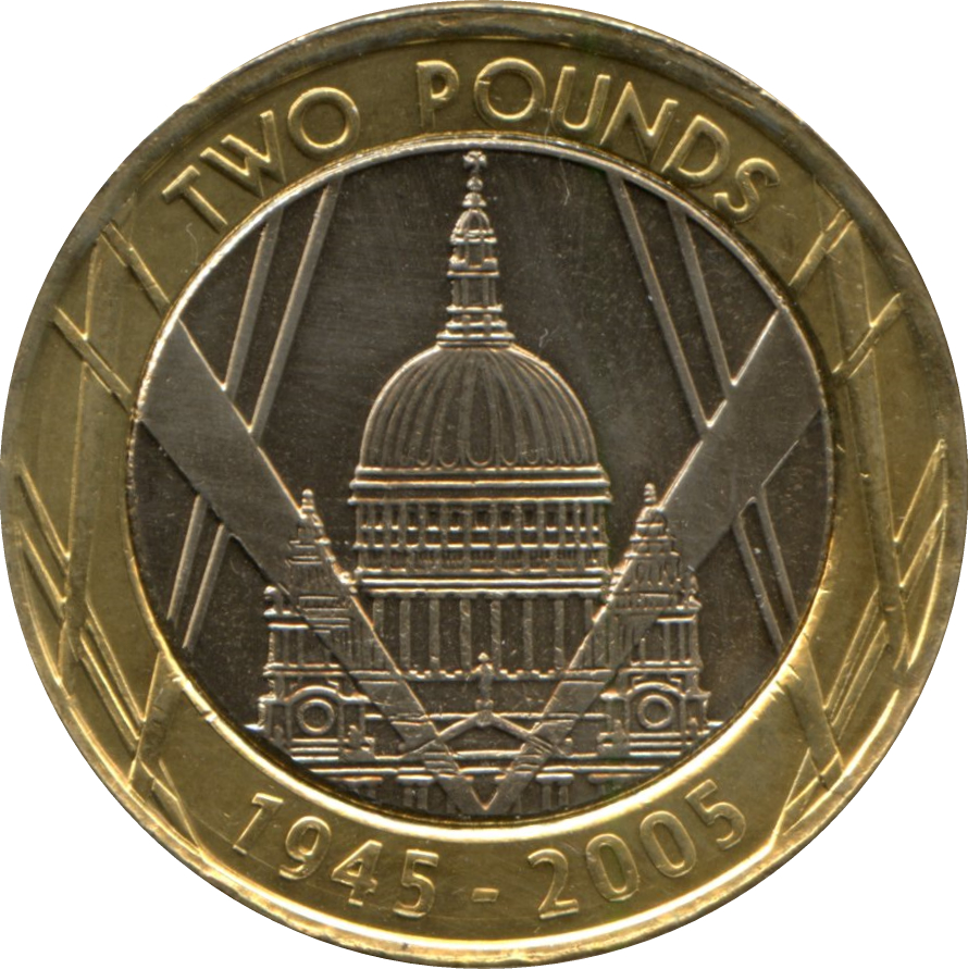 2 Pounds - Elizabeth II 4th portrait; St. Paul's Cathedral