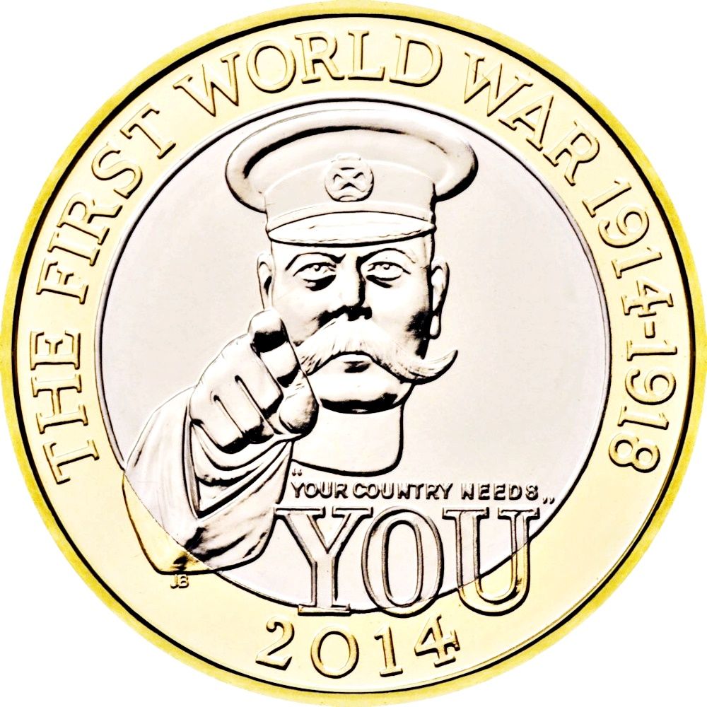 2 Pounds - Elizabeth II 4th portrait; World War I, mule