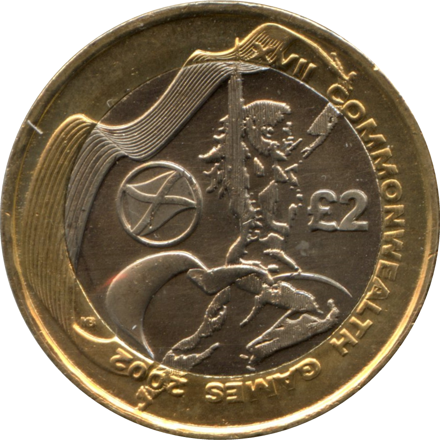 2 Pounds - Elizabeth II 4th portrait; XVII Commonwealth Games - Scotland