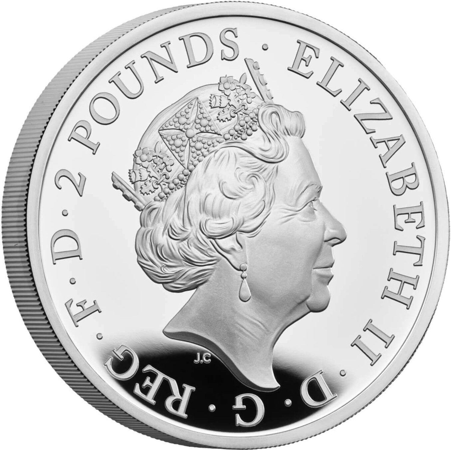 2 Pounds - Elizabeth II 5th portrait; 1oz Fine Silver obverse