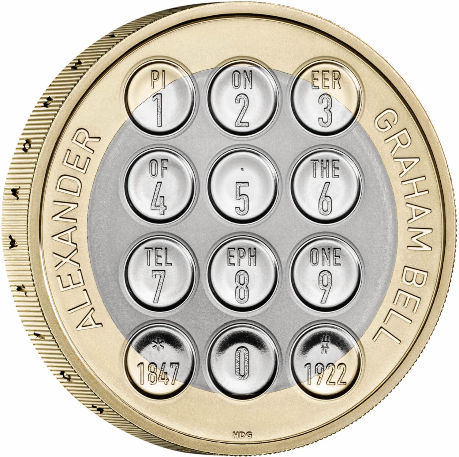 2 Pounds - Elizabeth II 5th portrait; Alexander Graham Bell