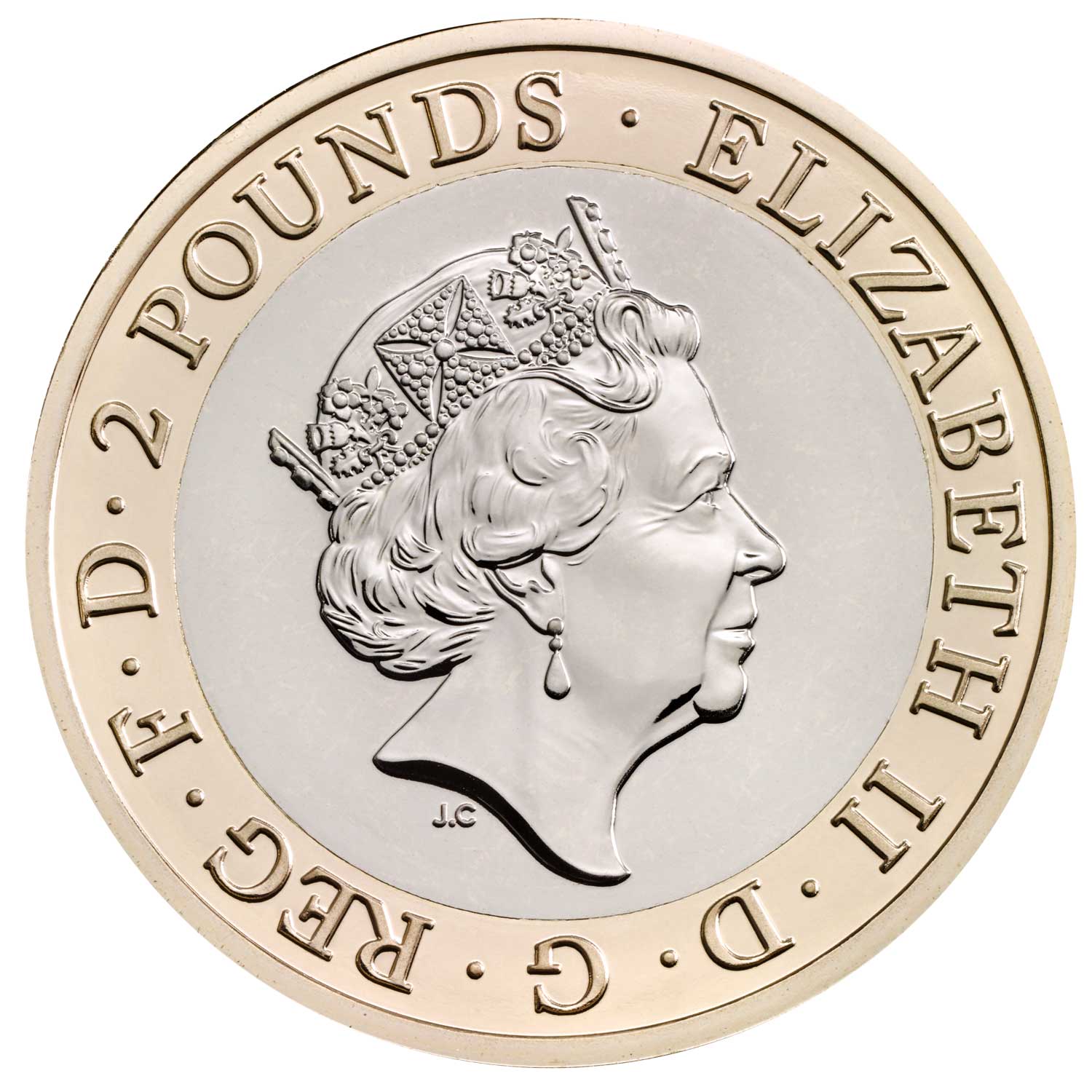 2 Pounds - Elizabeth II 5th portrait; Captain Cook - I obverse
