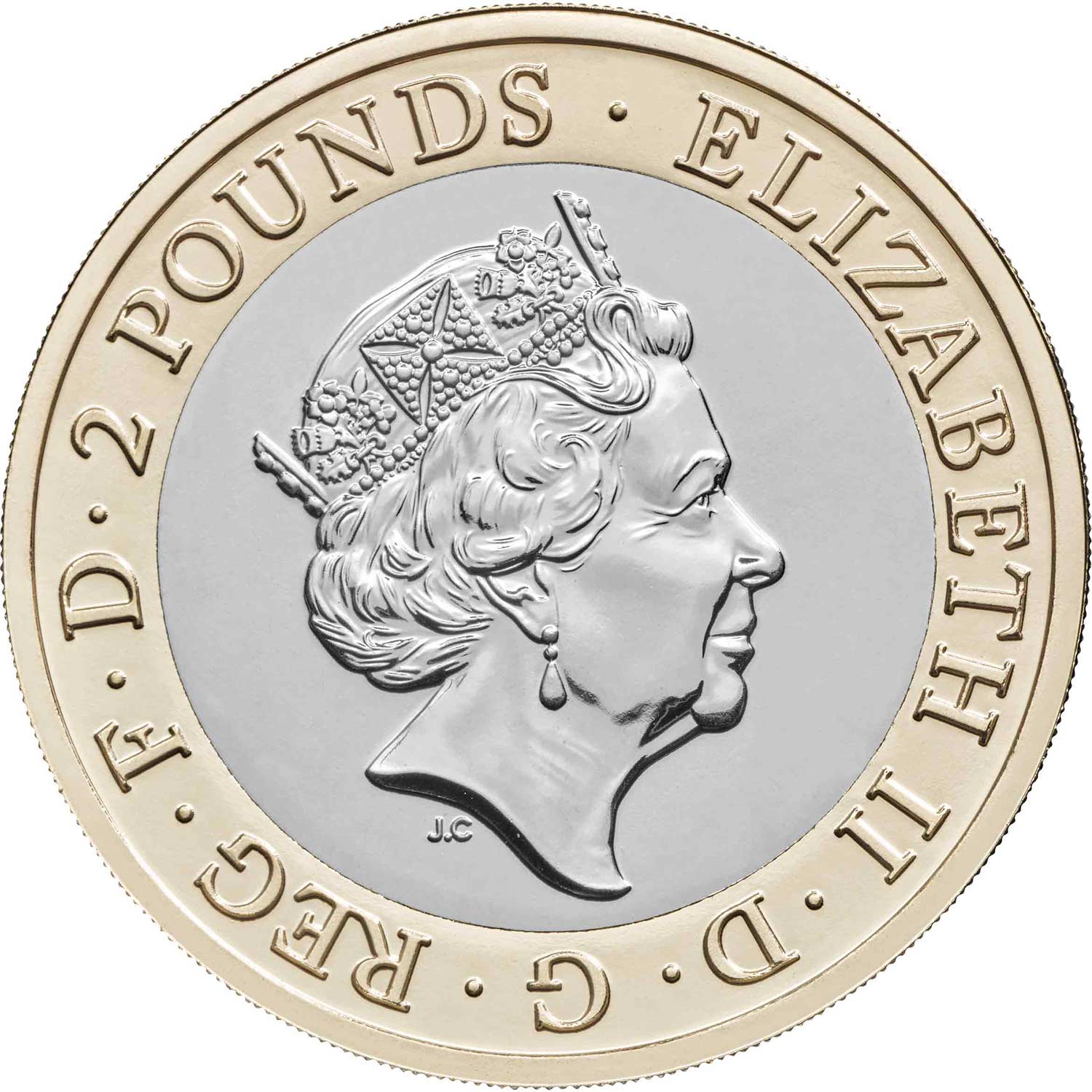 2 Pounds - Elizabeth II 5th portrait; Frankenstein obverse