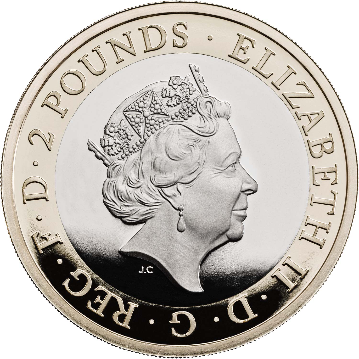 2 Pounds - Elizabeth II 5th portrait; Mayflower obverse