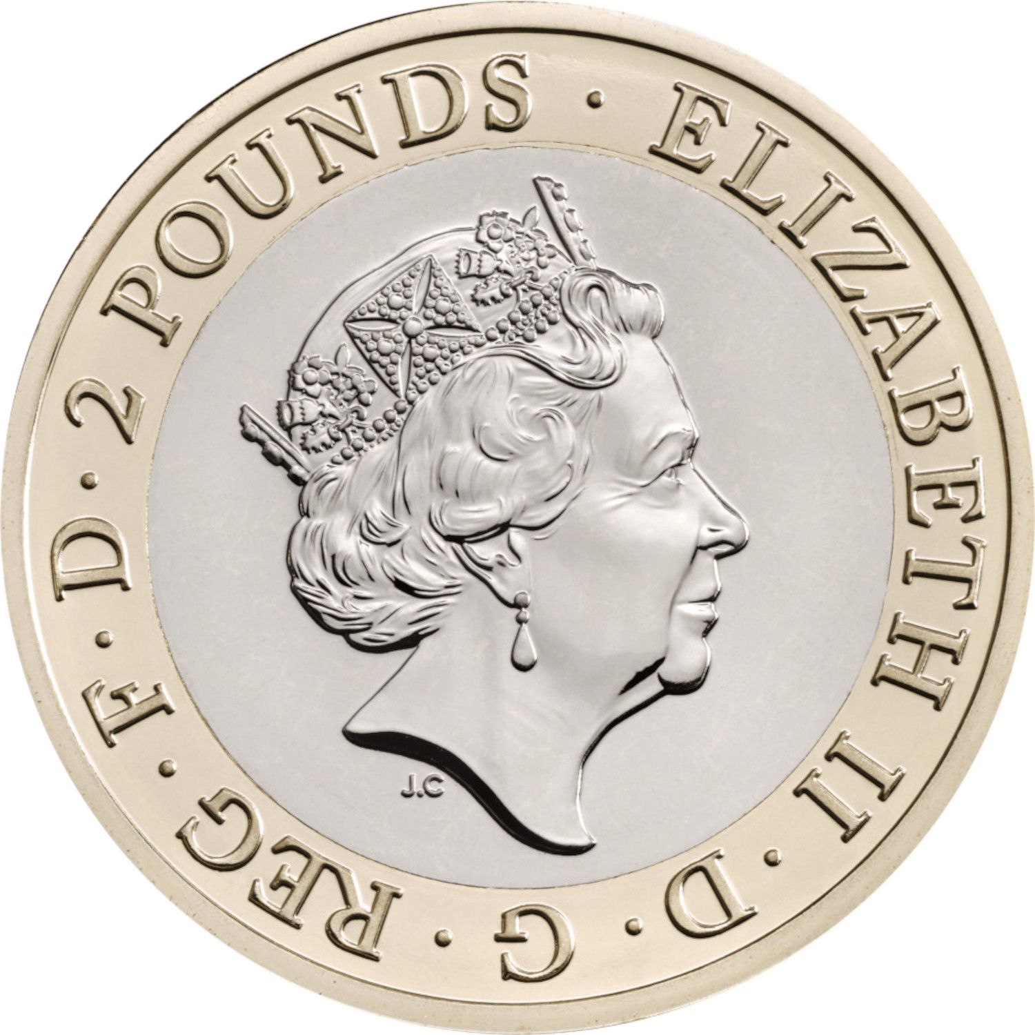 2 Pounds - Elizabeth II 5th portrait; Shakespeare, Comedy obverse
