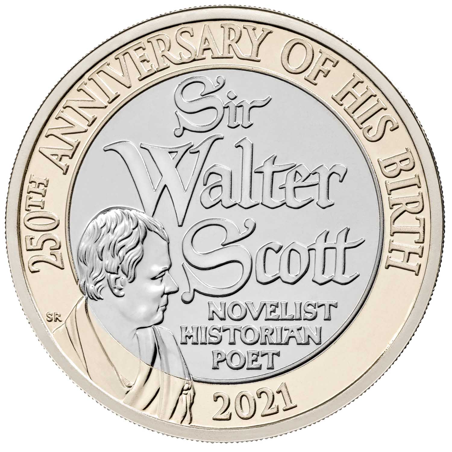 2 Pounds - Elizabeth II 5th portrait; Sir Walter Scott
