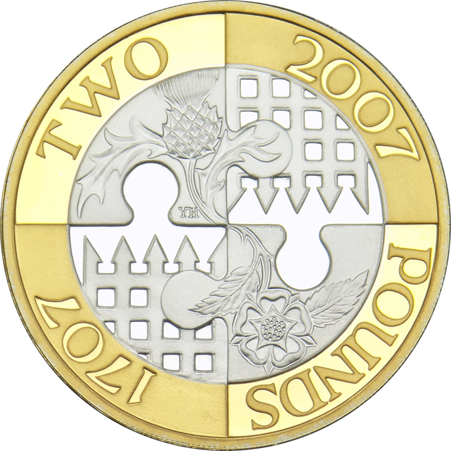 2 Pounds - Elizabeth II Act of Union; Silver Proof reverse