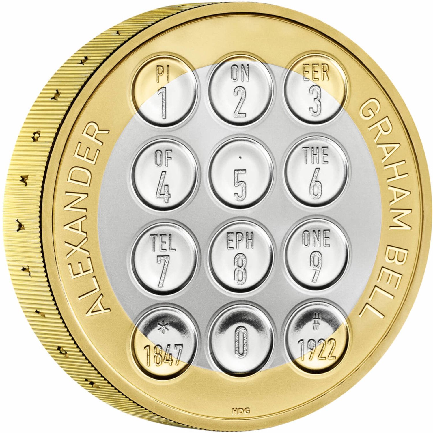 2 Pounds - Elizabeth II Alexander Graham Bell; Silver Piedfort reverse