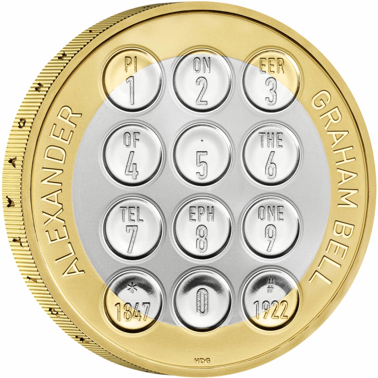 2 Pounds - Elizabeth II Alexander Graham Bell; Silver Proof reverse