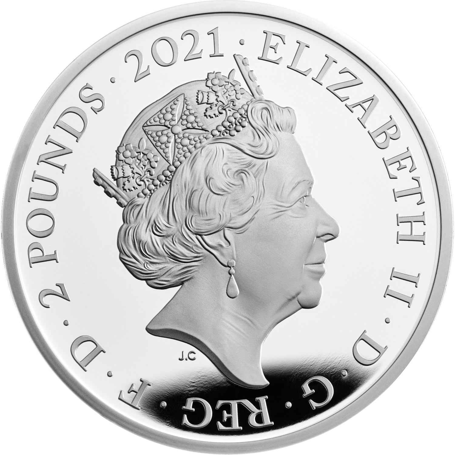 2 Pounds - Elizabeth II Alice Through the Looking Glass; Silver Proof obverse