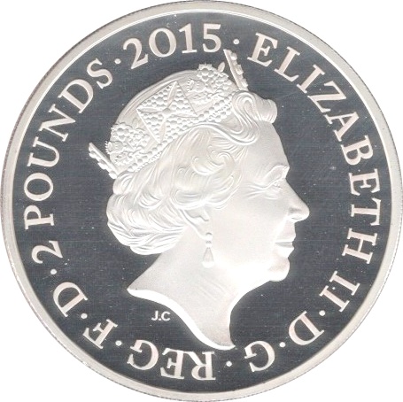 2 Pounds - Elizabeth II Battle of Waterloo; Silver Proof obverse