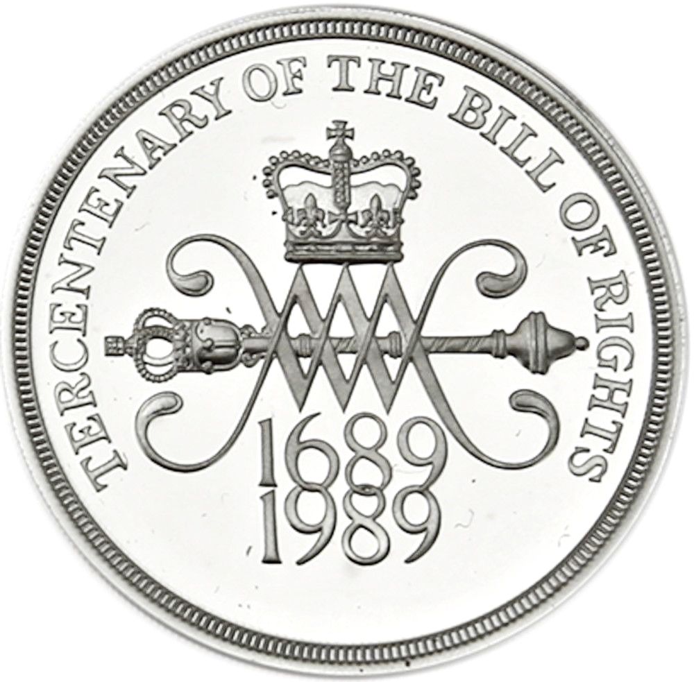 2 Pounds - Elizabeth II Bill of Rights; Silver Proof reverse