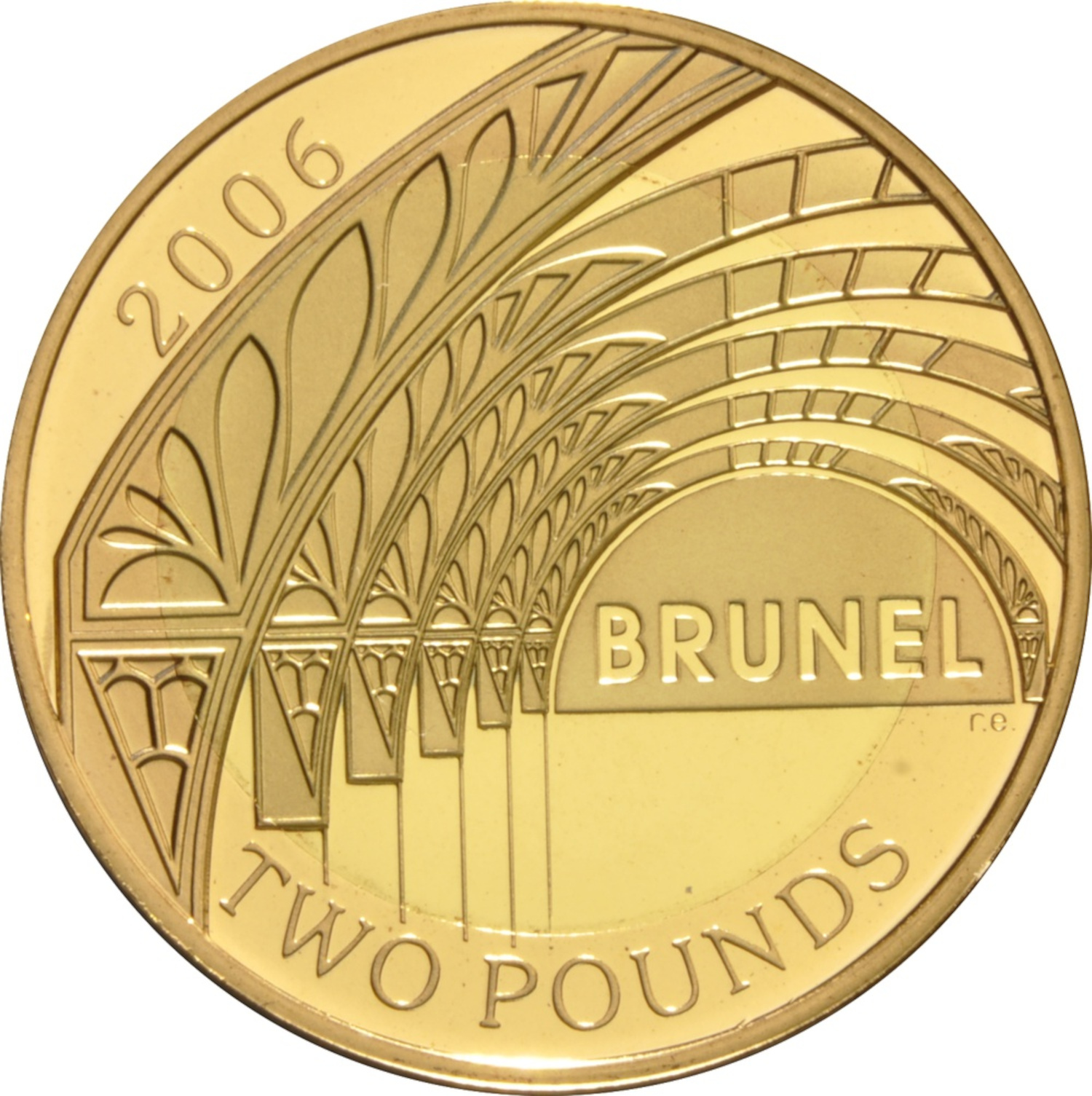 2 Pounds - Elizabeth II Brunel Achievements; Gold Proof reverse