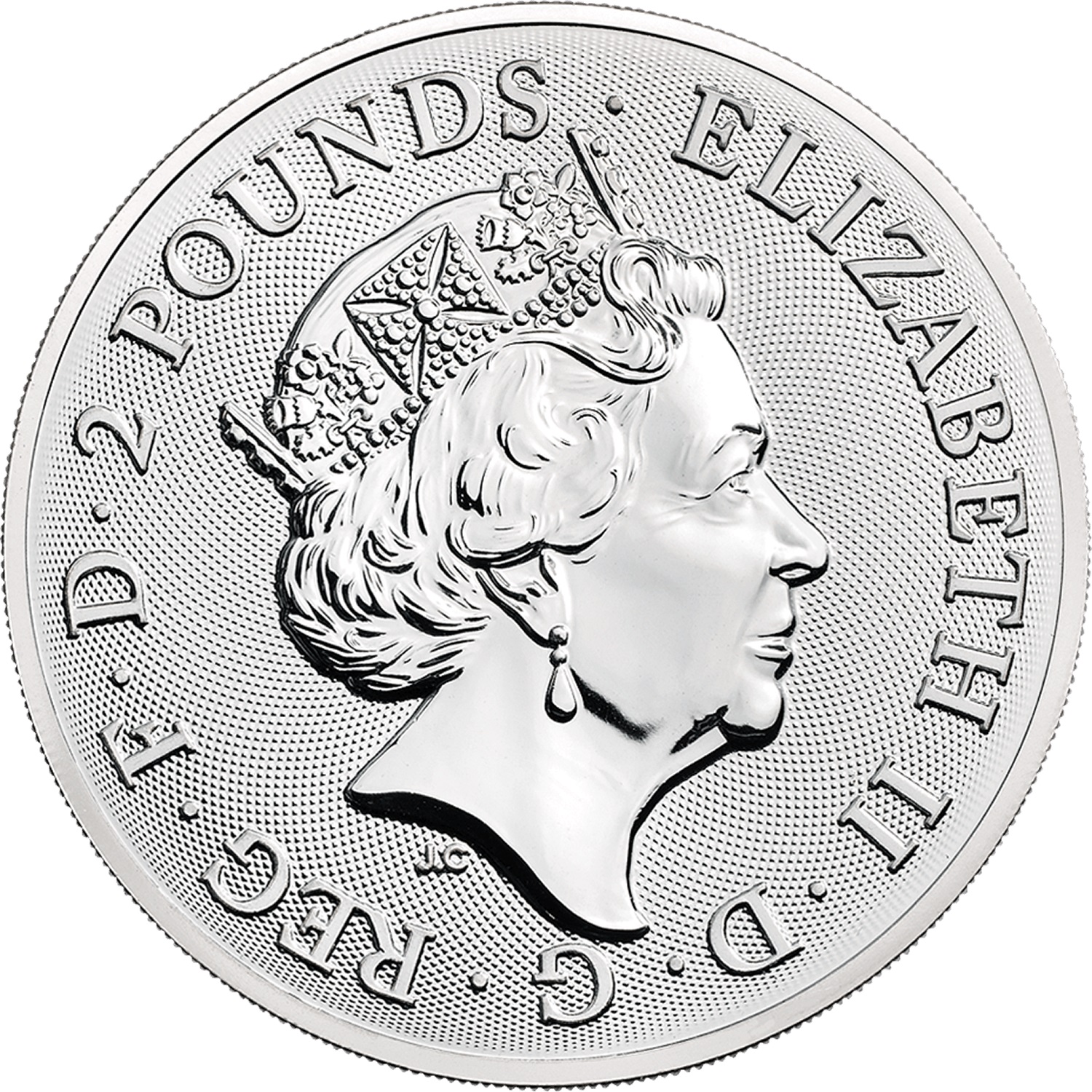 2 Pounds - Elizabeth II Buckingham Palace; 1 oz Fine Silver obverse