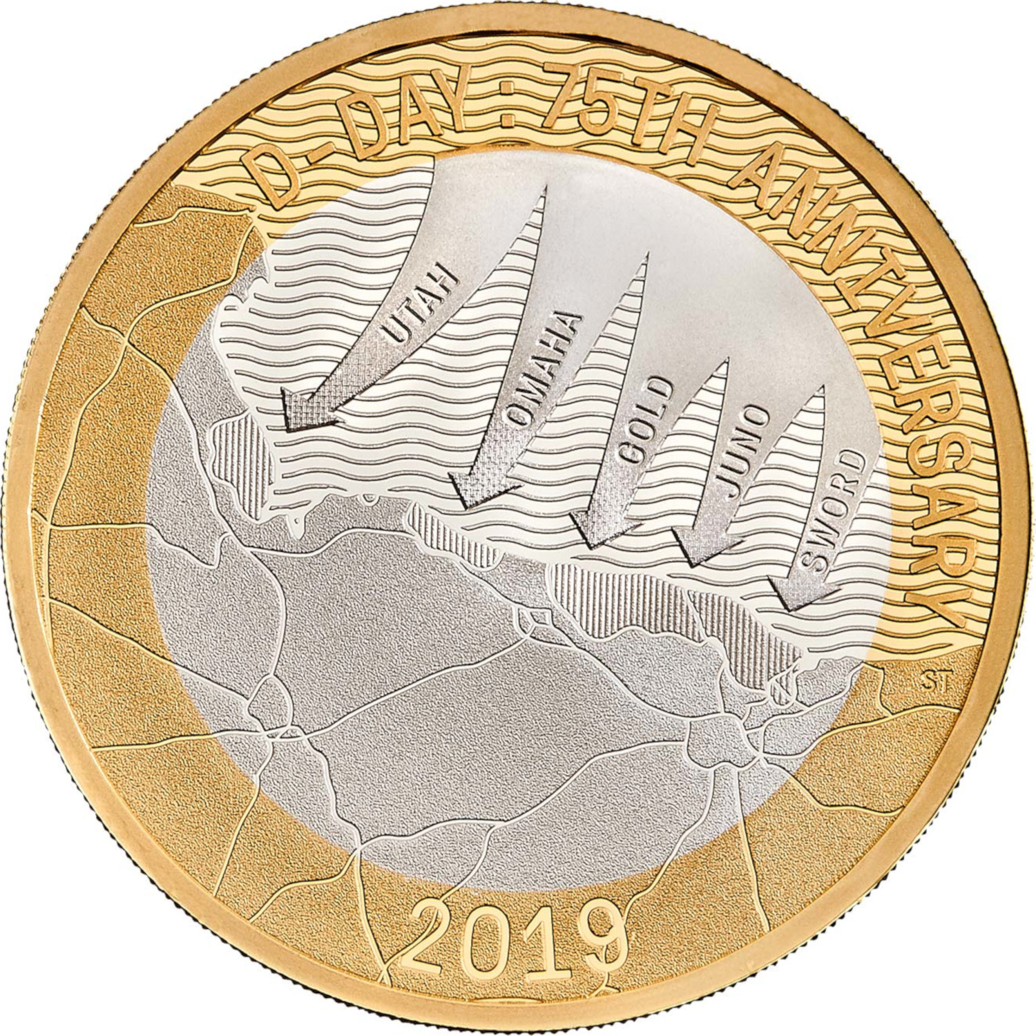 2 Pounds - Elizabeth II D-Day Anniversary; Silver Proof reverse