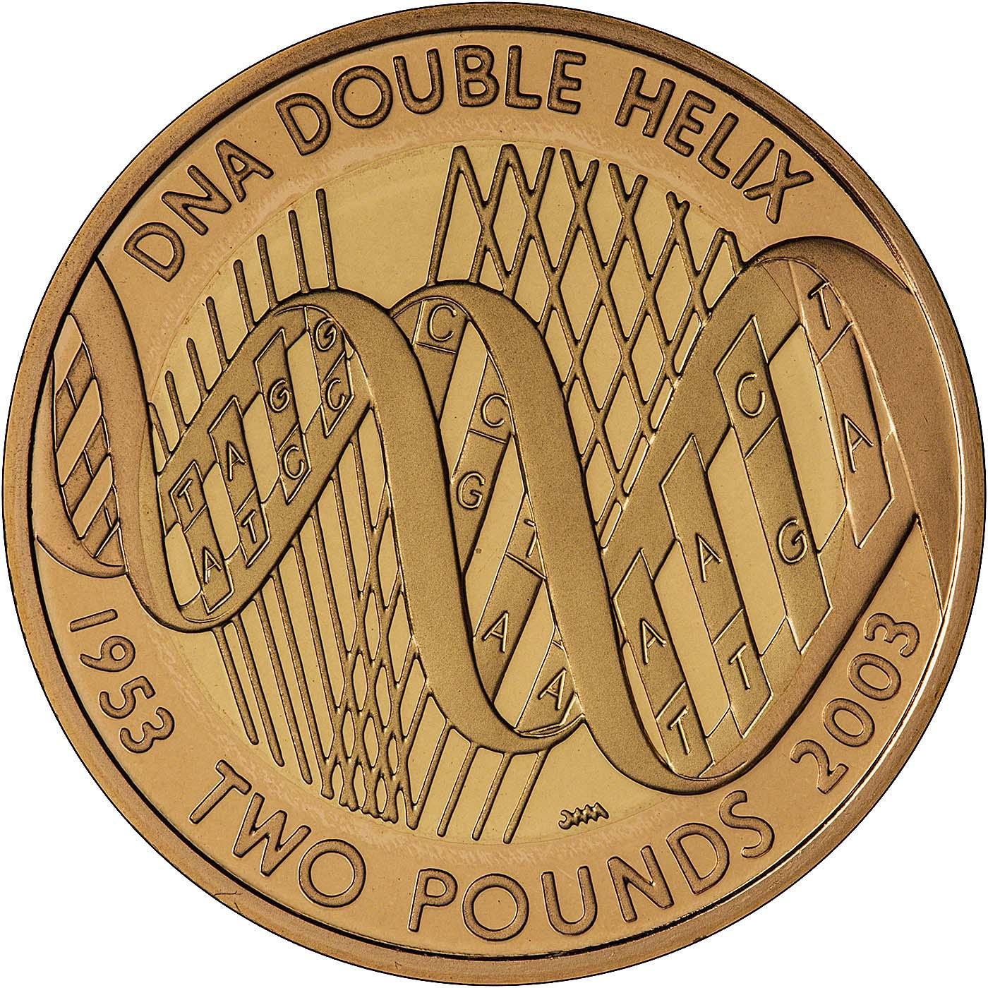 2 Pounds - Elizabeth II DNA Double Helix; Gold Proof