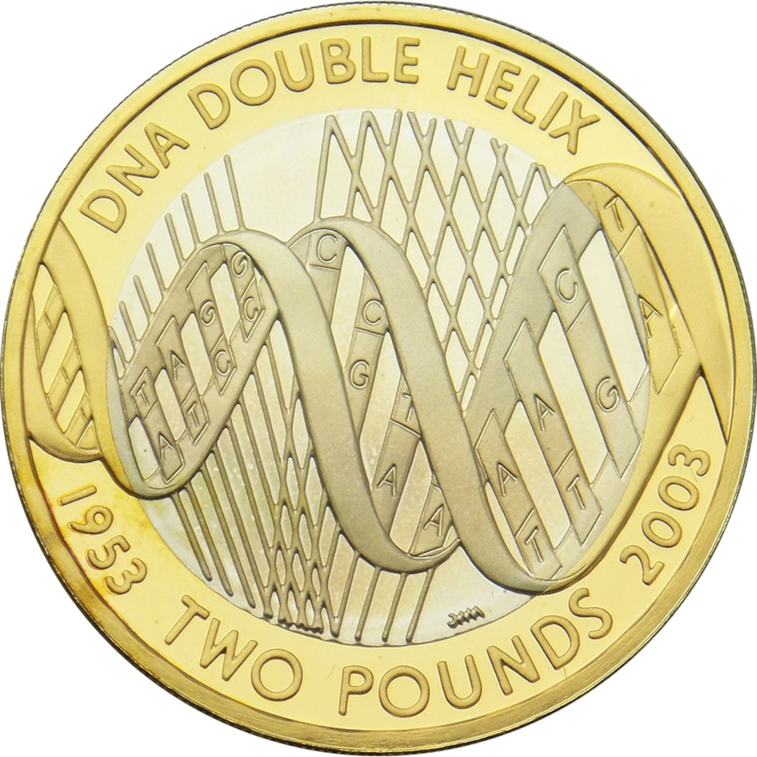 2 Pounds - Elizabeth II DNA Double Helix; Silver Proof reverse