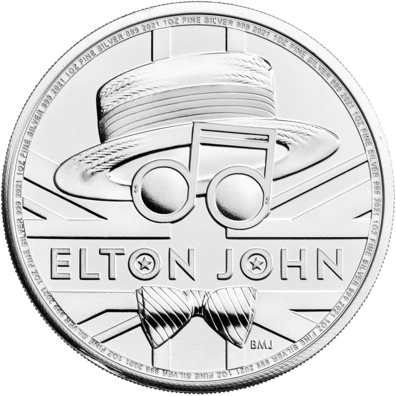 2 Pounds - Elizabeth II Elton John; 1 oz Fine Silver reverse