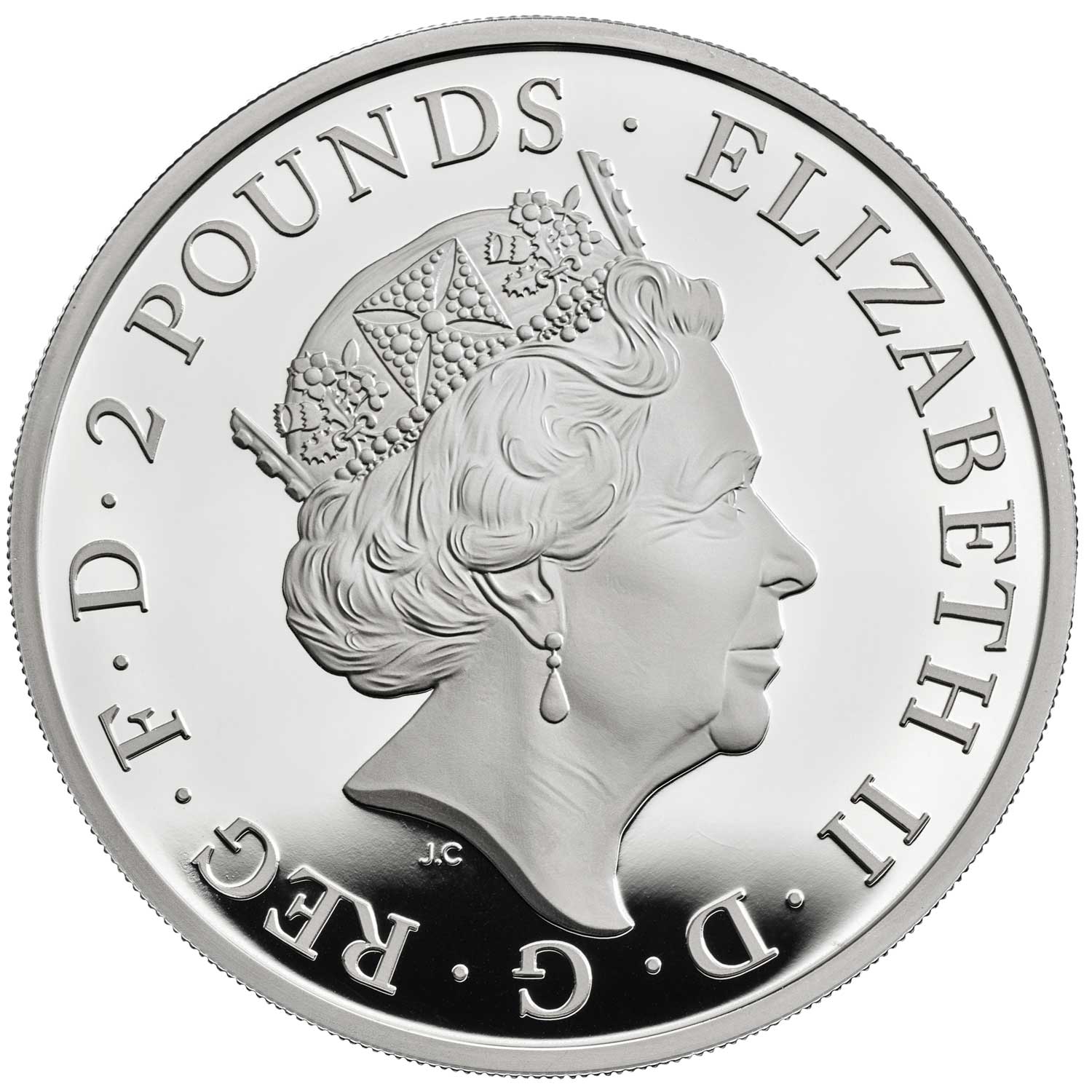 2 Pounds - Elizabeth II Falcon of the Plantagenets; Silver Proof obverse