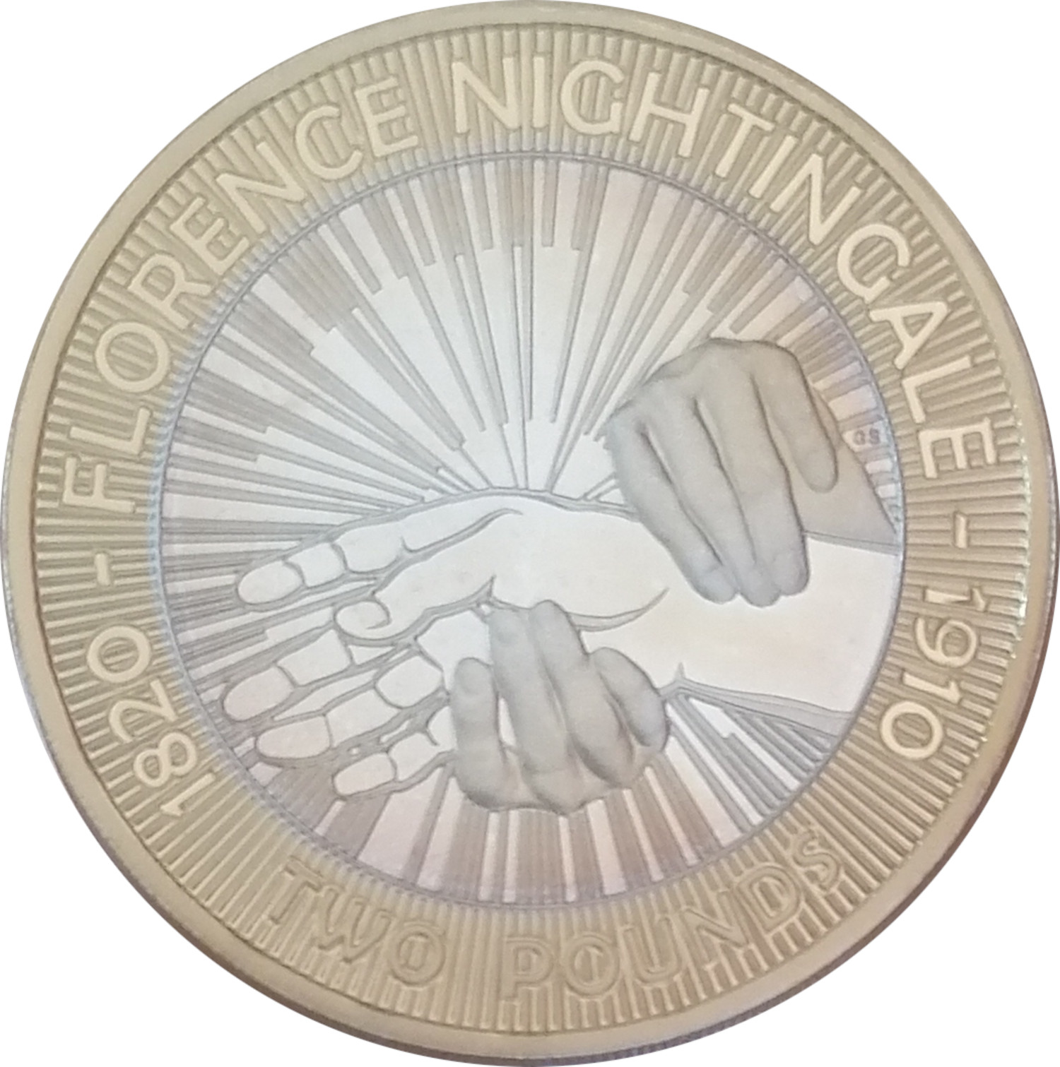 2 Pounds - Elizabeth II Florence Nightingale; Silver Proof reverse