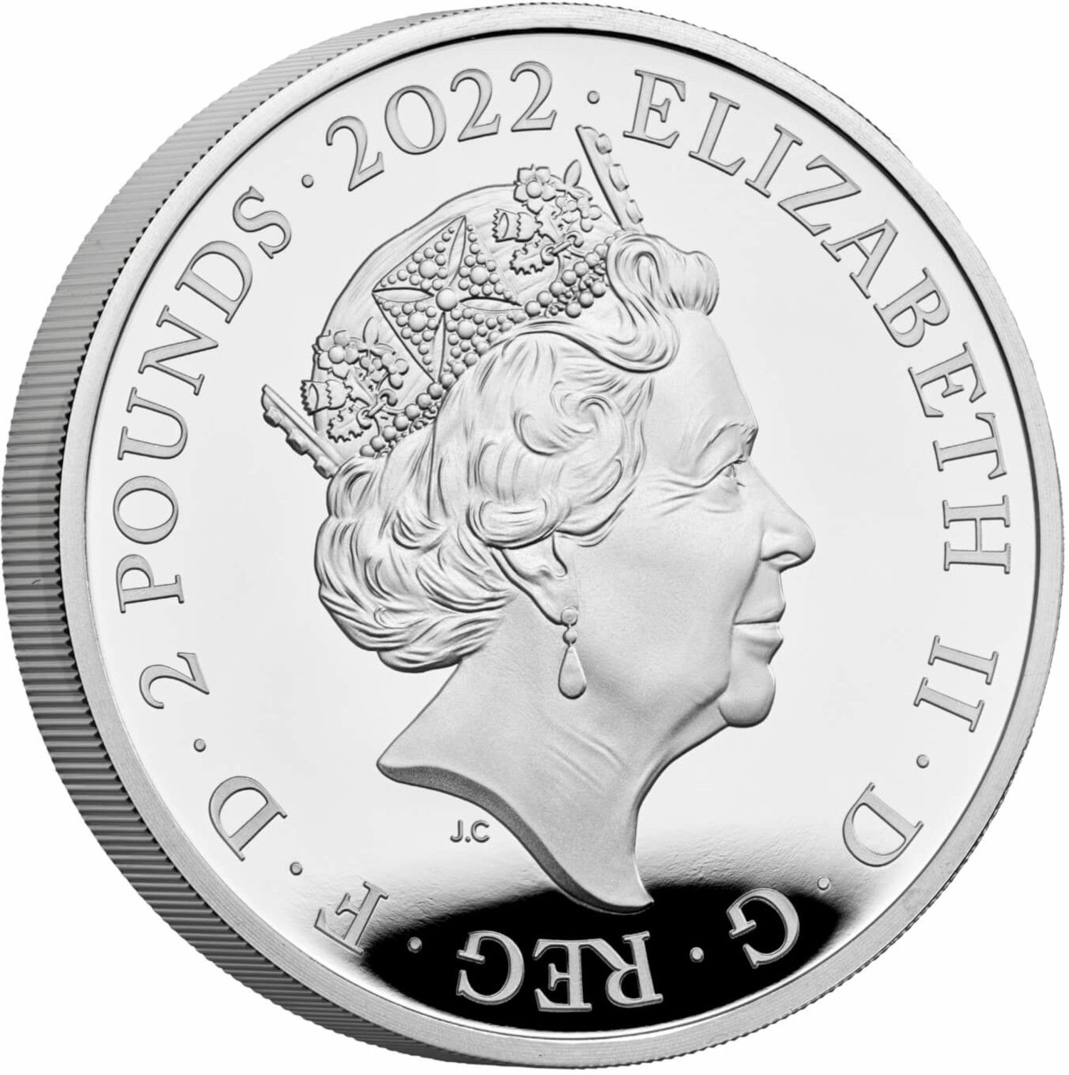 2 Pounds - Elizabeth II George I; Silver Proof obverse