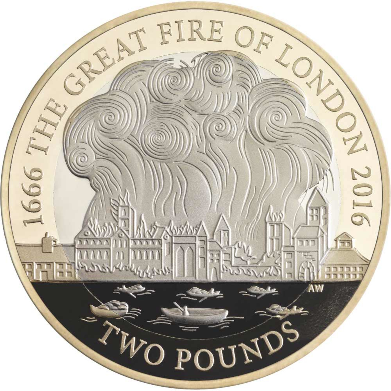 2 Pounds - Elizabeth II Great Fire of London; Silver Proof reverse