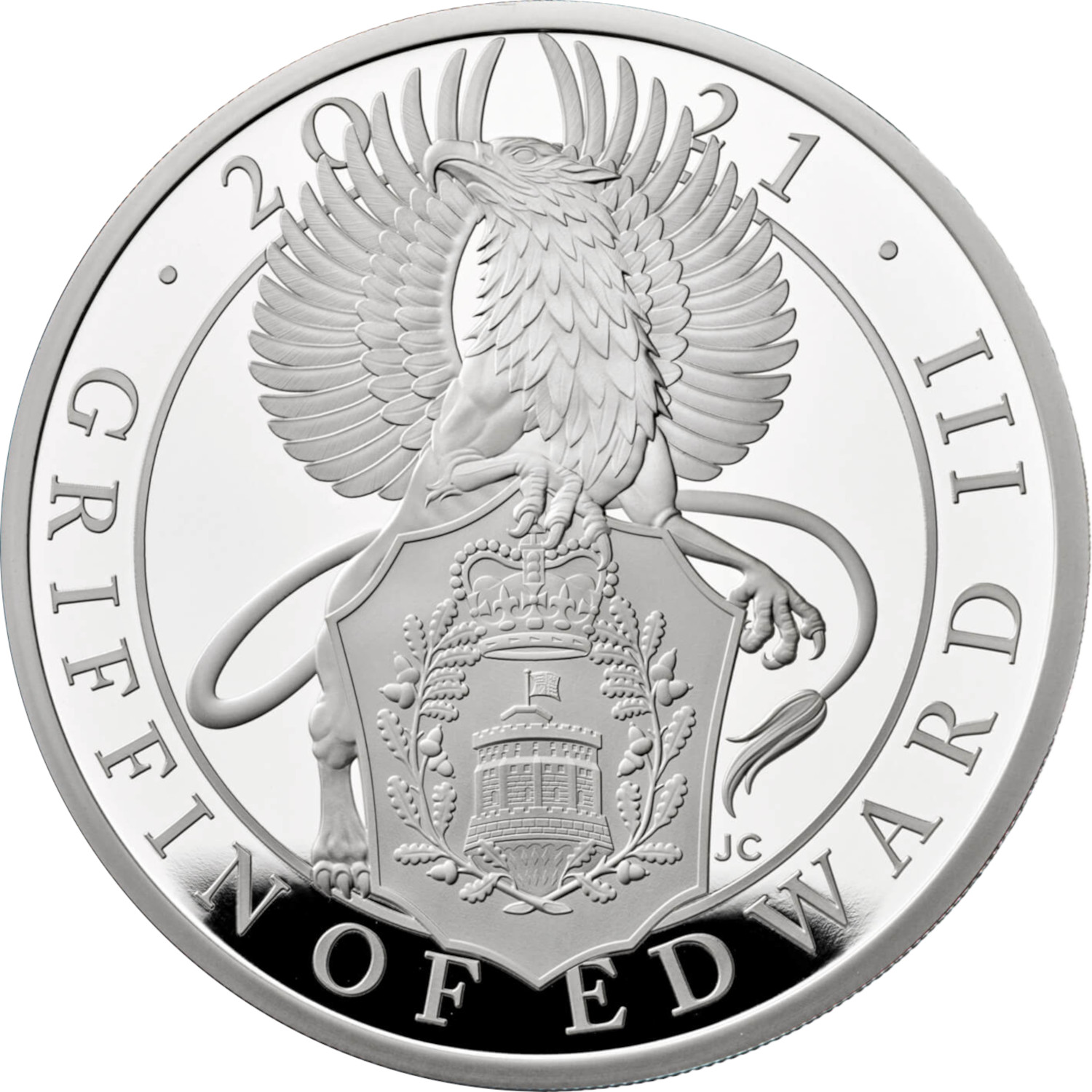 2 Pounds - Elizabeth II Griffin of Edward III; Silver Proof reverse