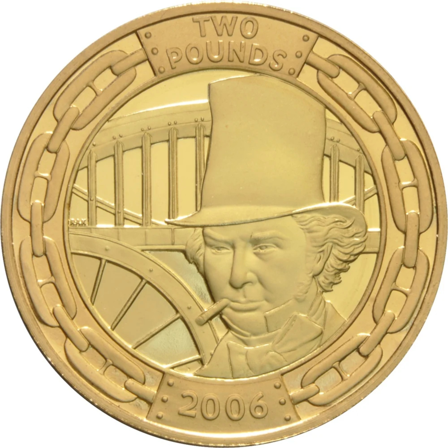 2 Pounds - Elizabeth II Isambard K. Brunel; Gold Proof reverse