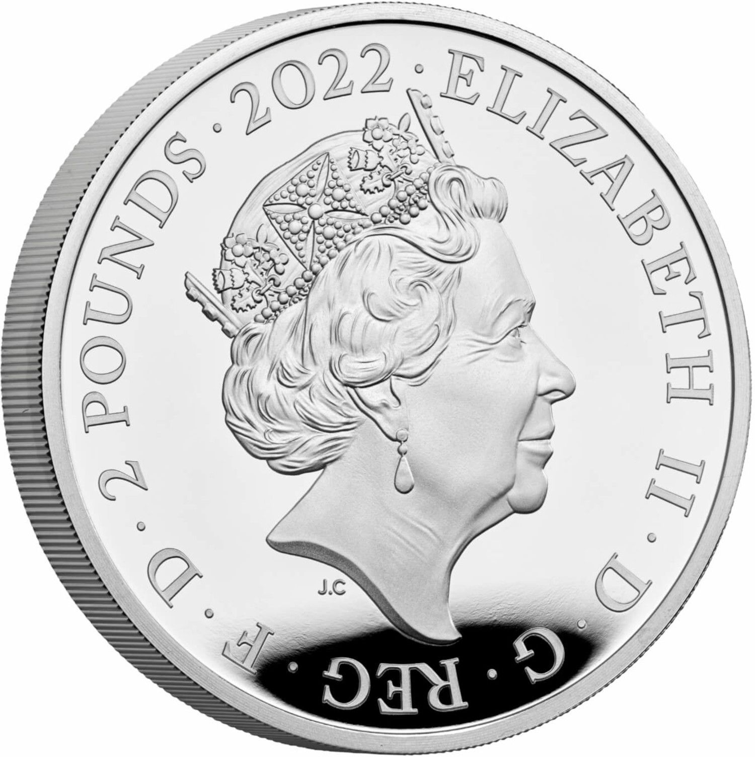2 Pounds - Elizabeth II James I; Silver Proof obverse
