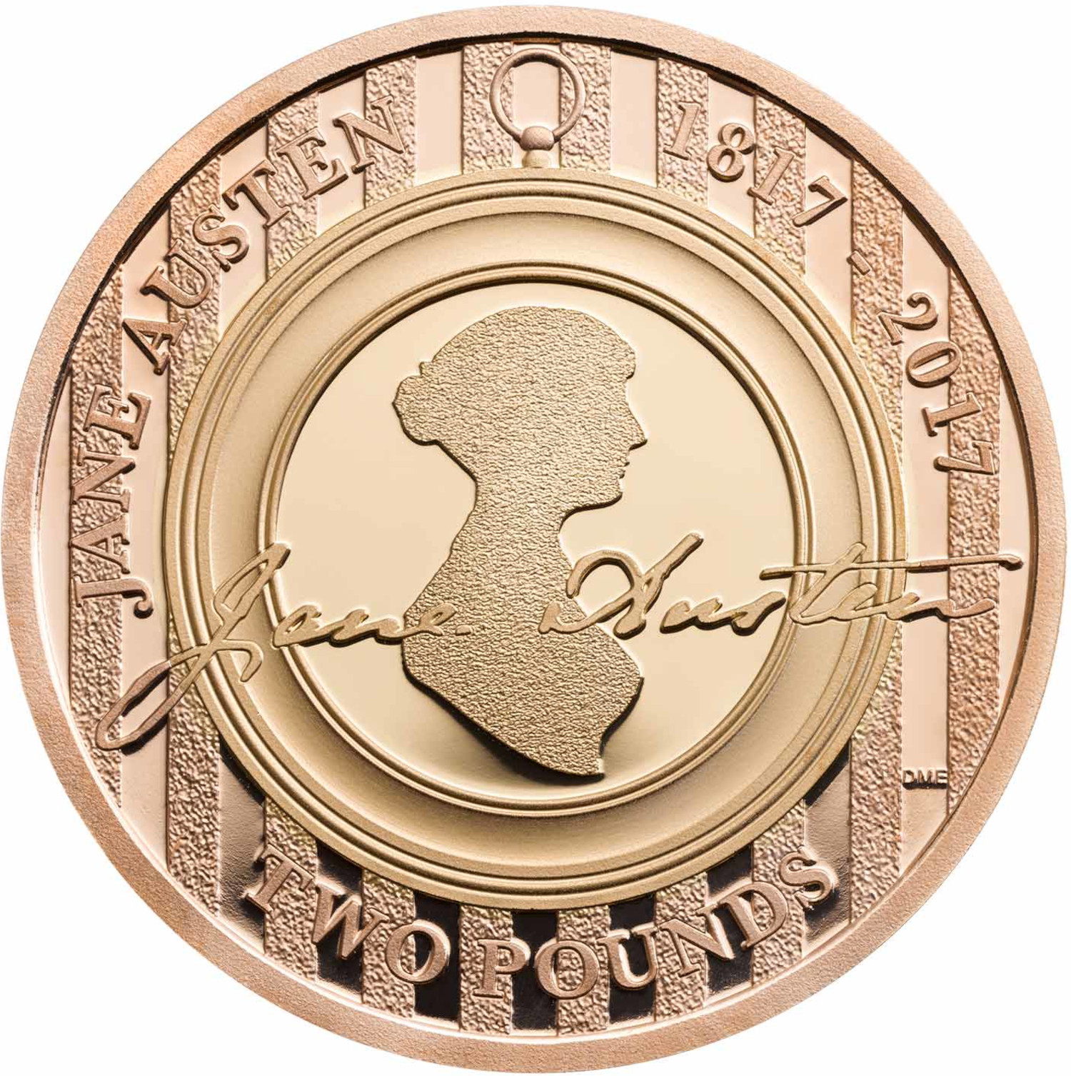 2 Pounds - Elizabeth II Jane Austen; Gold Proof reverse