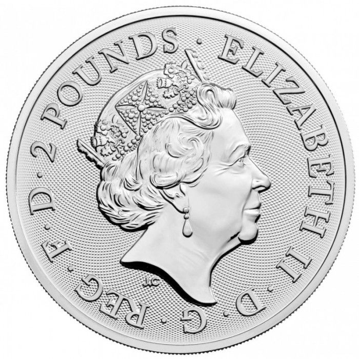 2 Pounds - Elizabeth II Little John; 1 oz Fine Silver obverse