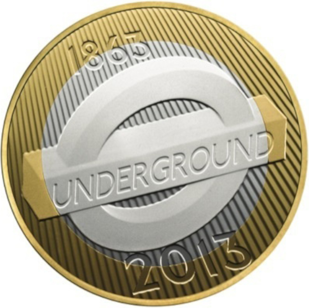 2 Pounds - Elizabeth II London Underground Logo; Silver Proof reverse