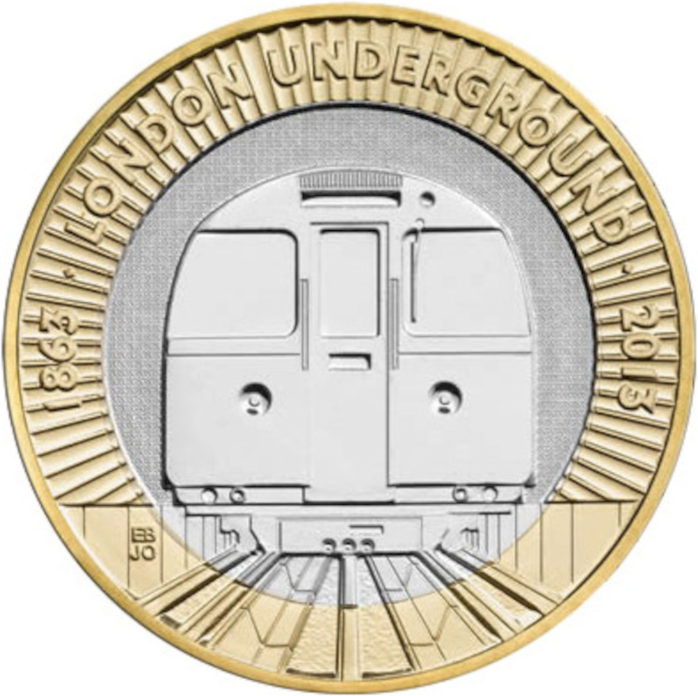 2 Pounds - Elizabeth II London Underground Train; Silver Piedfort reverse