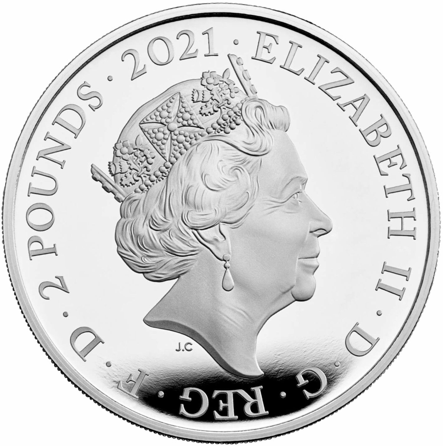 2 Pounds - Elizabeth II Mahatma Gandhi; Silver Proof obverse