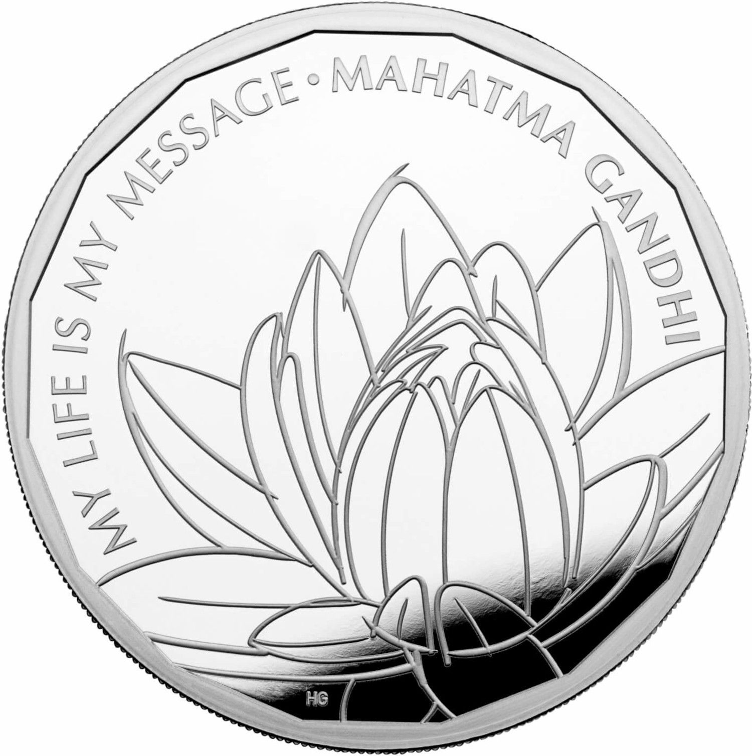 2 Pounds - Elizabeth II Mahatma Gandhi; Silver Proof reverse