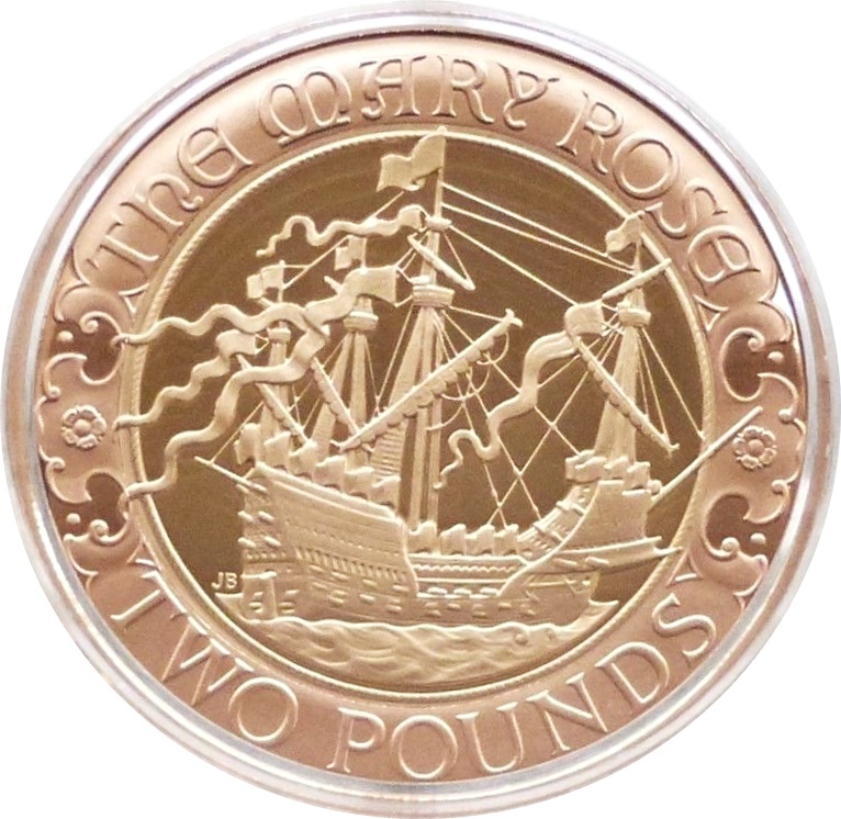 2 Pounds - Elizabeth II Mary Rose; Gold Proof reverse