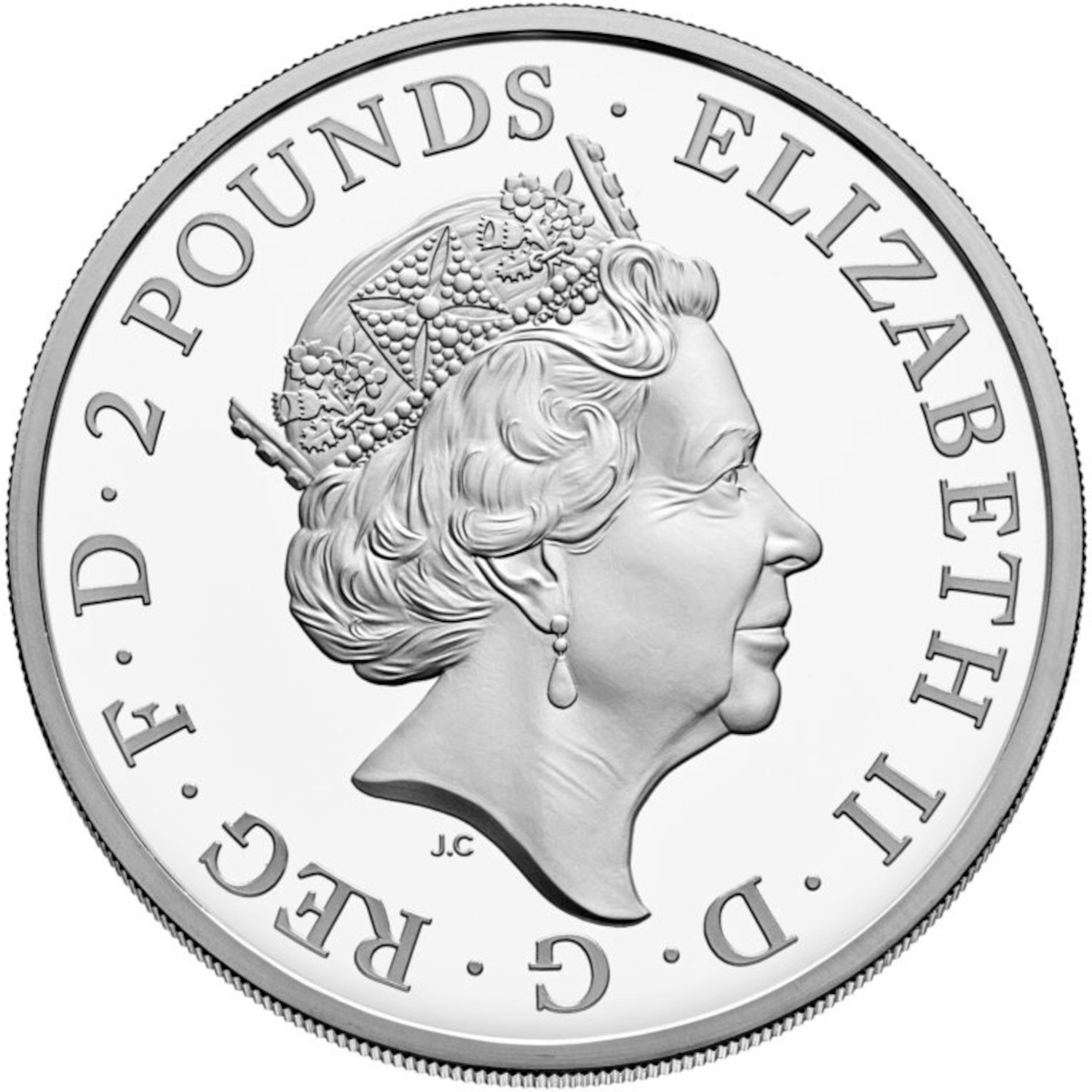 2 Pounds - Elizabeth II Mayflower; 1 oz Fine Silver obverse