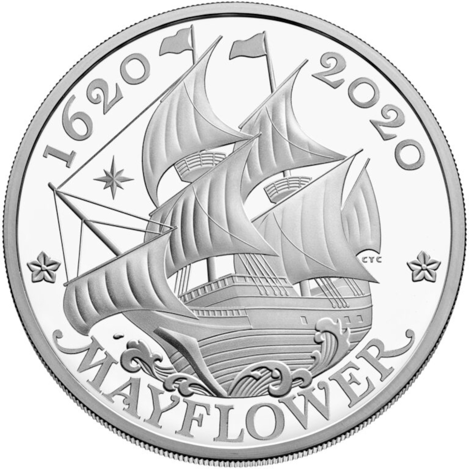 2 Pounds - Elizabeth II Mayflower; 1 oz Fine Silver reverse