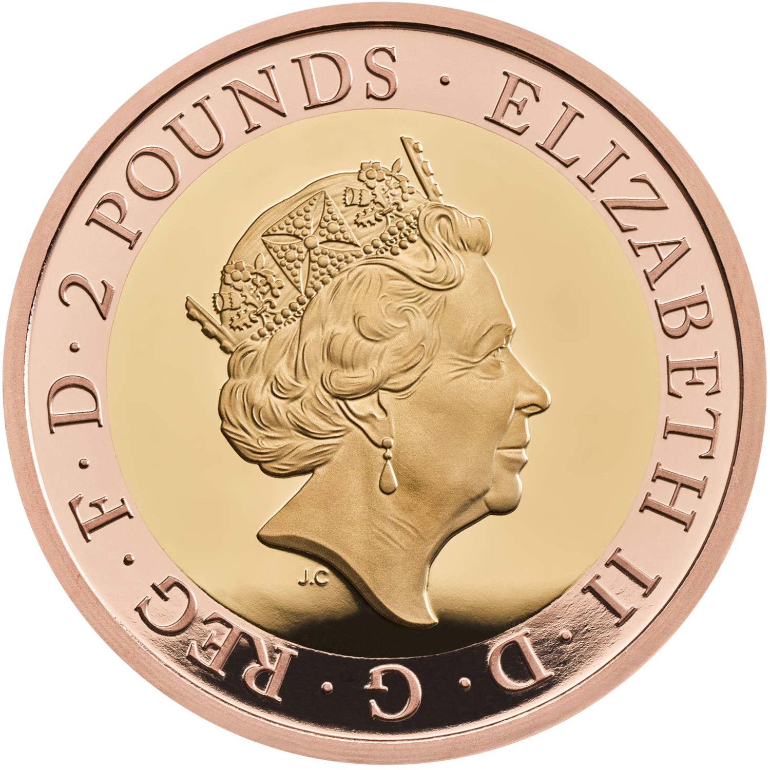 2 Pounds - Elizabeth II Mayflower; Gold Proof obverse