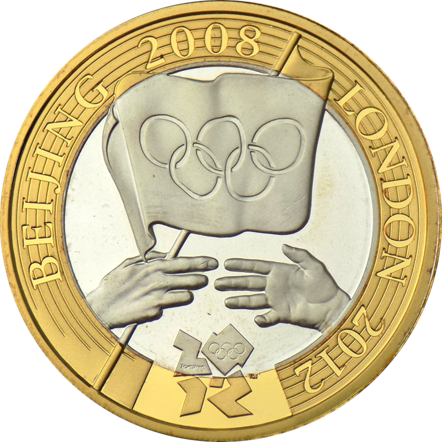 2 Pounds - Elizabeth II Olympics Handover; Silver Piedfort reverse