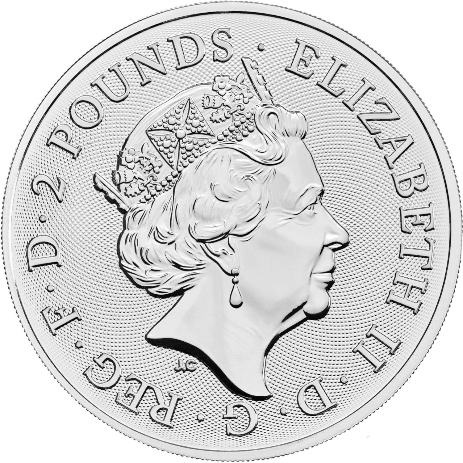 2 Pounds - Elizabeth II Posthumous; King Arthur; 1 oz Fine Silver obverse