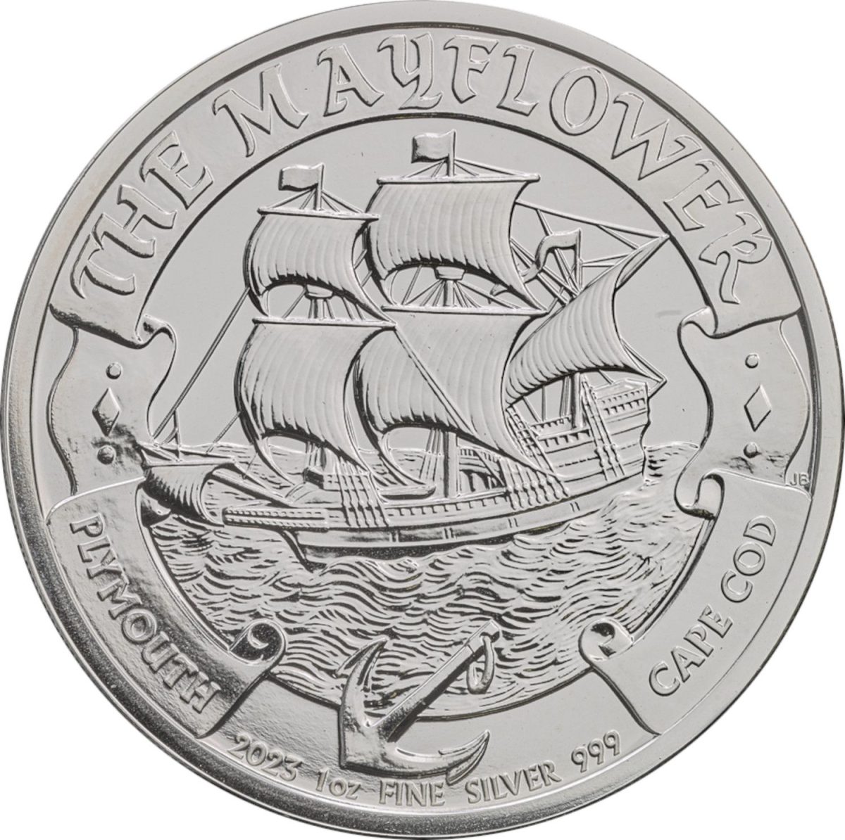 2 Pounds - Elizabeth II Posthumous; Mayflower; 1 oz Fine Silver