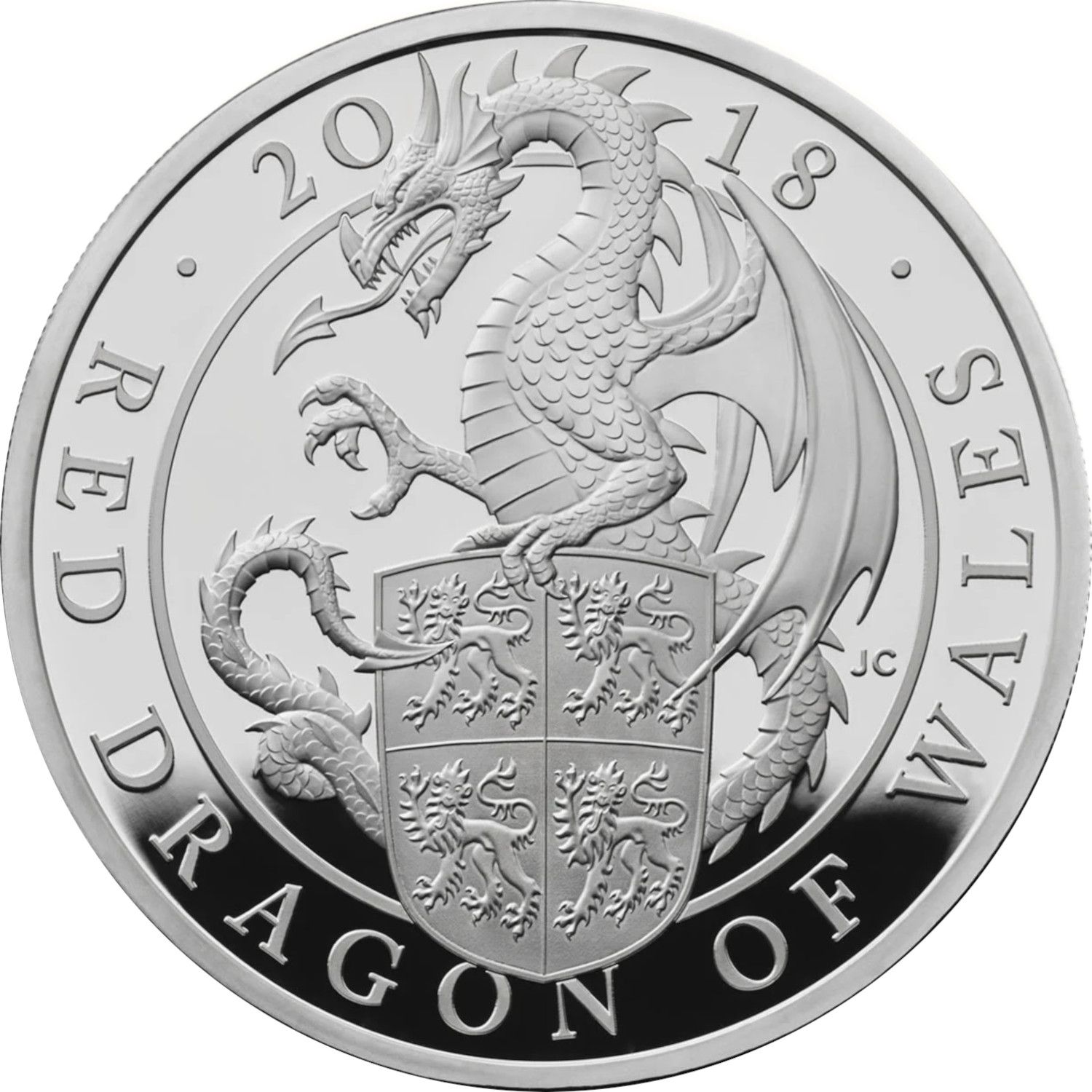 2 Pounds - Elizabeth II Red Dragon of Wales; Silver Proof reverse