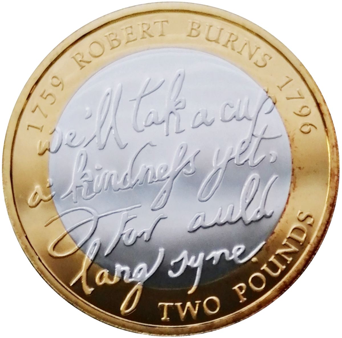 2 Pounds - Elizabeth II Robert Burns; Silver Piedfort reverse