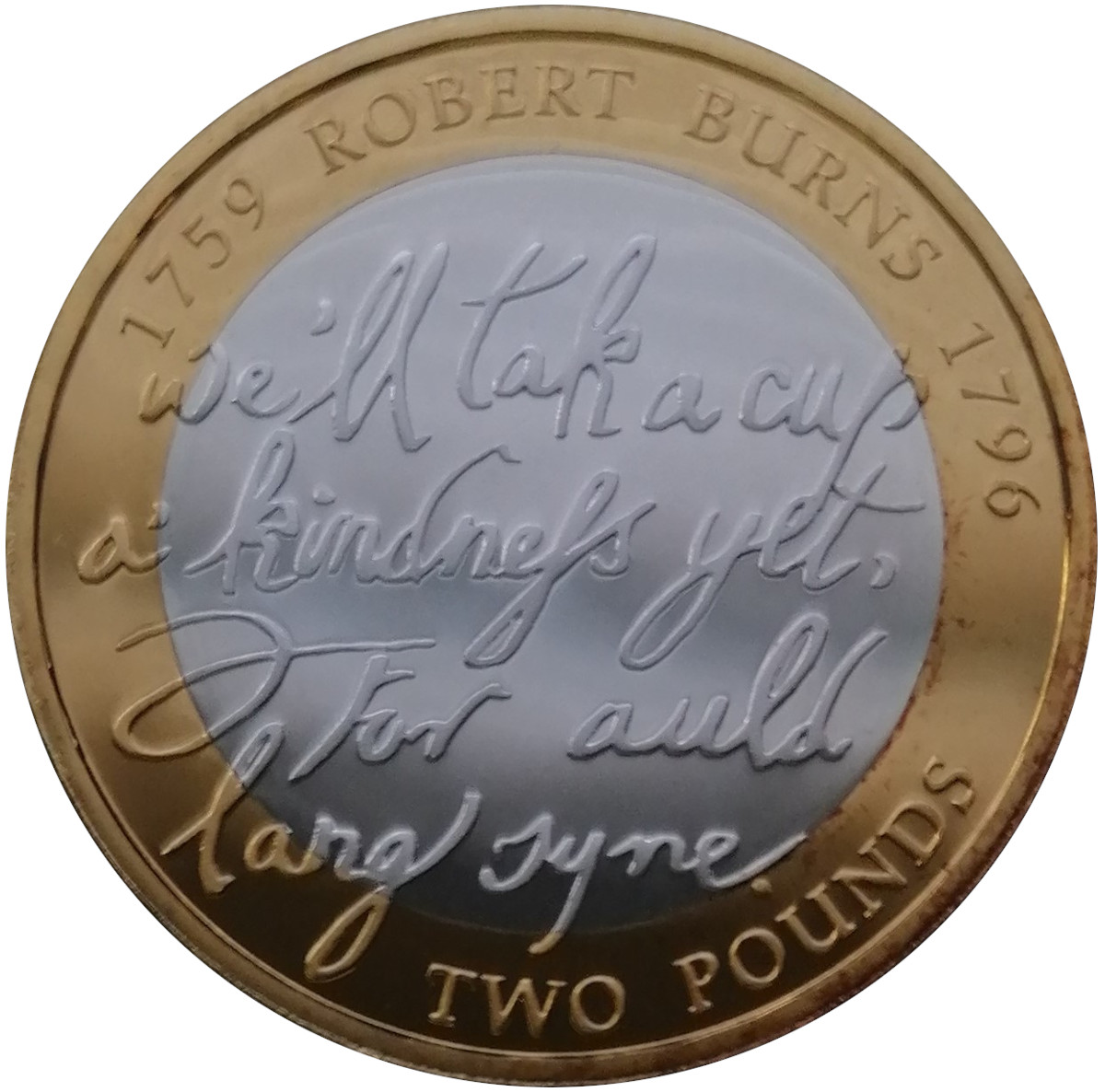 2 Pounds - Elizabeth II Robert Burns; Silver Proof obverse